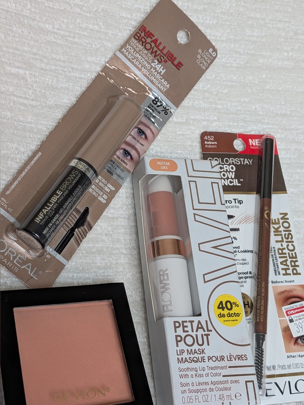 L'Oréal & Revlon Women's Makeup Bundle - Neutral Pink & Brown Shades 4 Items